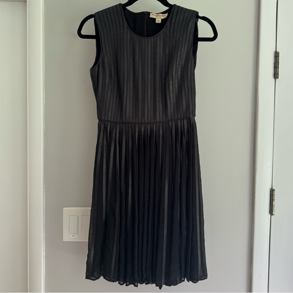 *FAIR CONDITION* Burberry Leather Pleated Dress